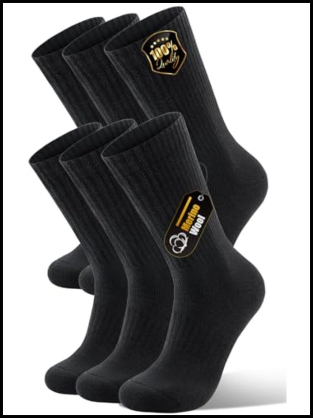Merino Wool Hiking Socks Cushioned Breathable 3 Pairs